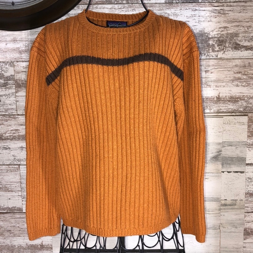 Patagonia knit sweater size XS orange and brown fall sweater vintage cla…​